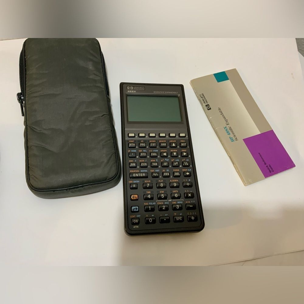 Vintage Hewlett Packard HP 48SX Graphing Calculator HP soft case and manual